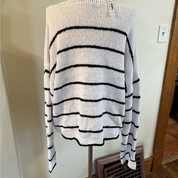 Madewell Boatneck Pullover Sweater Black White Stripes Women’s Size XL NEW - Picture 7 of 7